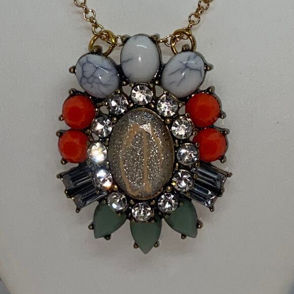 Bronze-Tone Multicolor Glitter Sparkle Necklace - Picture 2 of 6